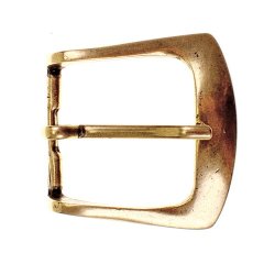 [09 No-S 3:C.fa.me] Breit geformte Gürtelschnalle aus Zamak – für 3 cm Gürtel, messing- oder silberfarben (messingfarben)