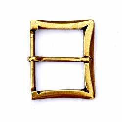 [09 No-S 4:D.fa.me] Mittelalterliche Gürtelschnalle – rechteckig geschweift für 4 cm Gürtel, messing- oder silberfarben (messingfarben)