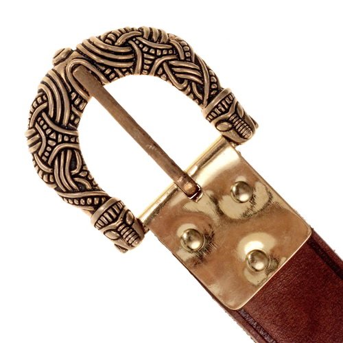 Wikinger Gürtel mit Bronzeschnalle Gnezdovo 3,0 cm Ledergürtel zwei Längen