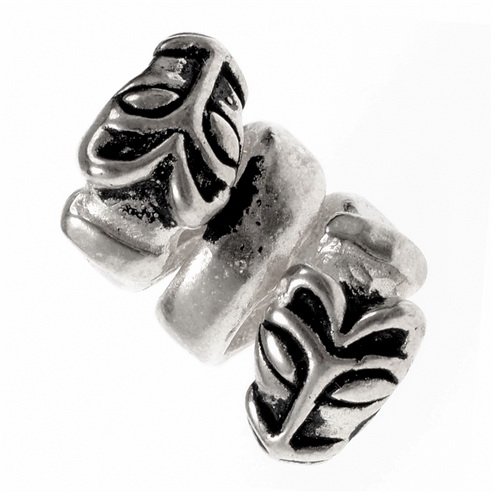 [07 BP Wolf.b] Haarperle Bartperle 'Wolf''  Bronze oder Bronze versilbert Bartschmuck Schmuck (Bronze)