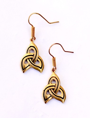 [07 OR 2 Dreikn.b] Paar Bronzeohrringe 'Dreiknoten' - Accessoire, Schmuck für Mittelalter, LARP und Alltag (Bronze)