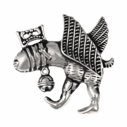 [0 PH-Crown-si] Anhänger "Geflügelter Penis mit Krone" (Bronze Versilbert)