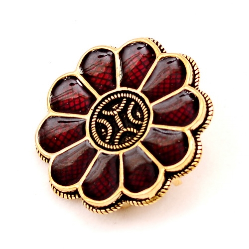 [07 Br Ros-Bo.b] Alamannische Rosettenfibel Fibel mit Glaseinlagen Replik Bronze (Bronze)