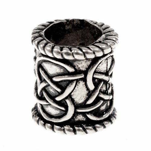 [07 BP Zylinder A.b] Haarperle Bartperle 'Keltisch' Bronze oder Bronze versilbert Bartschmuck Schmuck (Bronze)