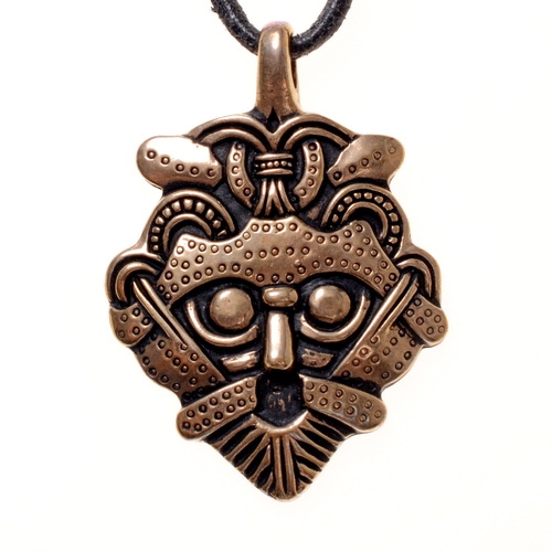 [0 Gnez-Mask.b] Masken Anhänger Gnezdovo - Bronze Anhänger Replik (Bronze)