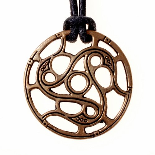 [0 Sch-Am Vendel.b] Vendelzeitliches Scheiben-Amulett  - Accessoire, Schmuck für Mittelalter, LARP und Alltag (Bronze)
