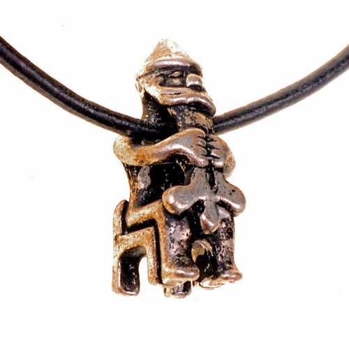[0 Sitz-Thor.b] Amulett "Sitzender Thor" - Accessoire, Schmuck für Mittelalter, LARP und Alltag (Bronze)