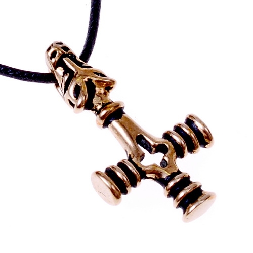 [0 TH Fossi Mini.b] Anhänger Mjölnir von Island klein  - Bronze Anhänger Replik (Bronze)