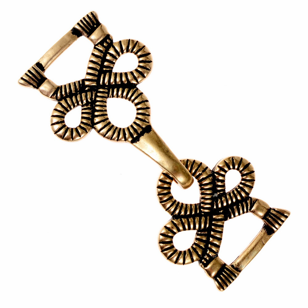 [06 GWS Tudor-b] Authentischer "Tudor" Renaissance-Gewandhaken - In Schmuckbronze und Echt versilbert (Bronze)