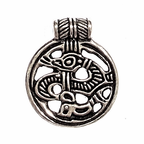 [0 Birka-Beast-si] Birka Amulett - Bronze Anhänger Replik (Versilbert)