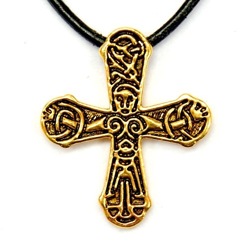 [0 Gatebo.b] Bronze Anhänger 'Gatebo-Kreuz' - Accessoire, Schmuck für Mittelalter, LARP und Alltag (Bronze)
