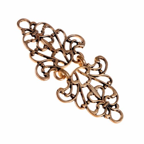 [06 GWH Vint-b] Gewandhaken Renaissance für historische mittelalterliche Kostüme und Larp Gewandungen (Bronze)