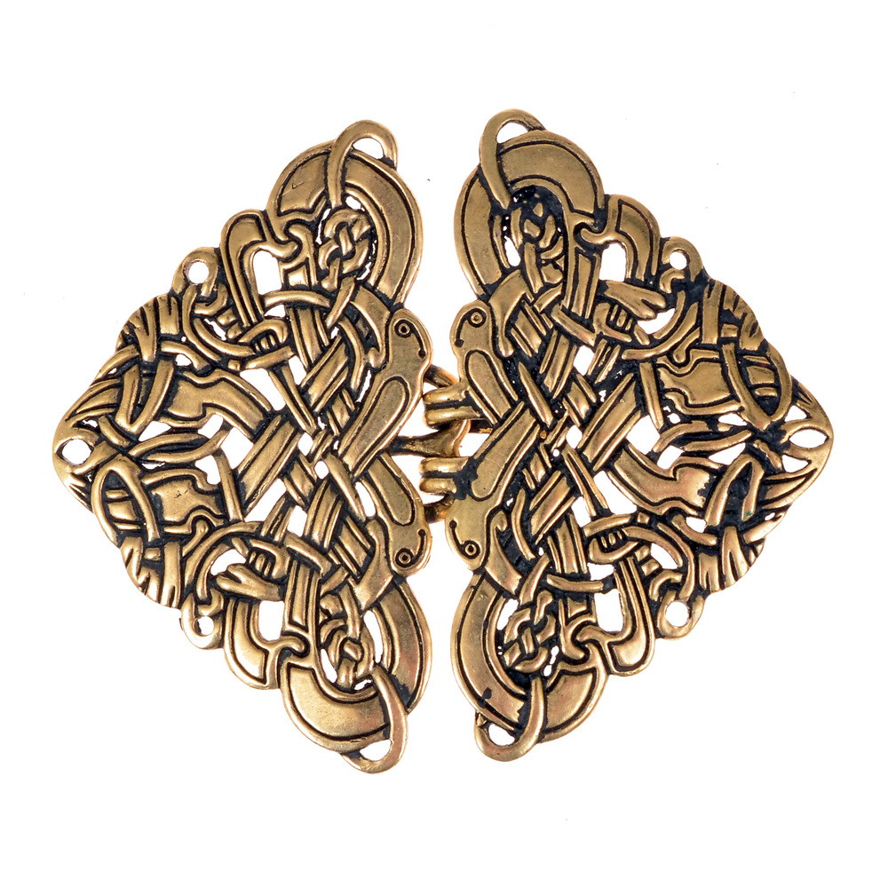 [06 GWH Ire.b] Gewandschließe "Ire" - Bronze oder Bronze versilbert - 6 x 5 cm (Bronze)