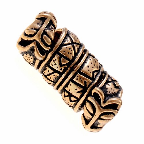 [07 BP Runen-b] Haarperle Bartperle 'Runen''  Bronze oder Bronze versilbert Bartschmuck Schmuck (Bronze)