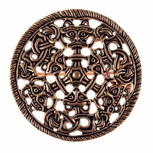 [07 Br 3 Borre.b] Wikinger Scheibenfibel im Borrestil Bronze (Bronze)