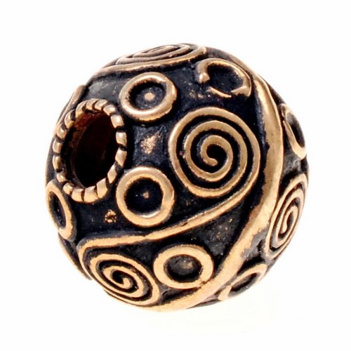 [07 BEA 09.b] Wikinger Perle Nr. B9 Granulationstechnik Bronze oder Bronze versilbert (Bronze)