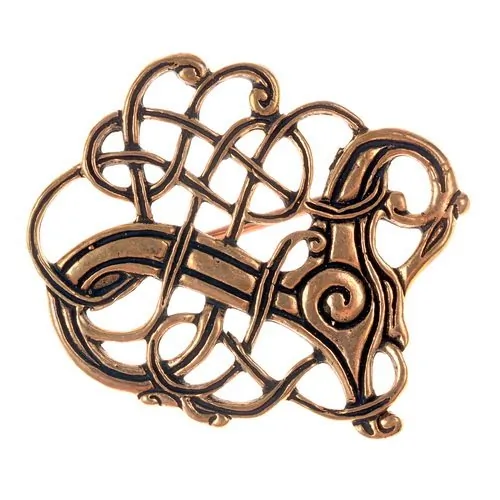 [07 Br Lindholm.b] Wikinger Fibel aus Lindholm Hoeje Urnesstil Bronze (Bronze)