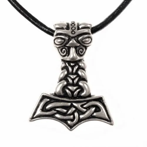 [0 TH Tier.b] Thorshammer mit Tierkopf  - Accessoire, Schmuck für Mittelalter, LARP und Alltag (Bronze)