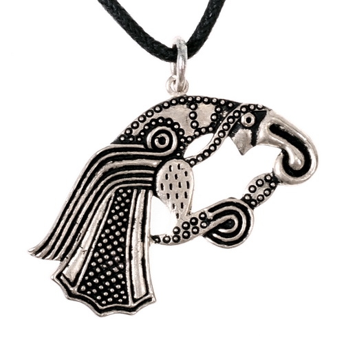 [0 Vendel-Rabe.b] Rabenamulett Vendel - Bronze Anhänger Replik (Bronze)