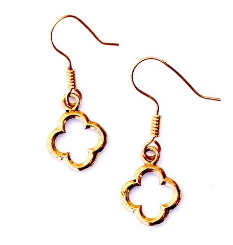 [07 OR 1 Vierpass.b] Paar Bronzeohrringe 'Vierpass' - Accessoire, Schmuck für Mittelalter, LARP und Alltag (Bronze)