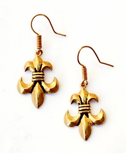 [07 OR 2 Lilie.b] Paar Bronzeohrringe 'Lilie' - Accessoire, Schmuck für Mittelalter, LARP und Alltag (Bronze)