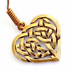 [07 OR 2 KnoHerz.b] Ohrring Keltisches Herz - Bronze / Paar (Bronze)
