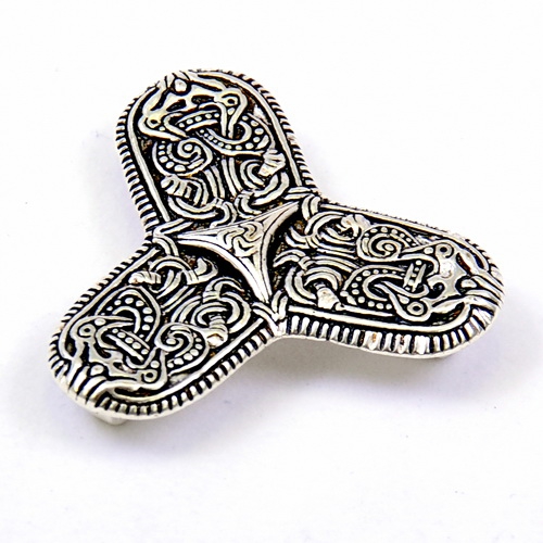 [07 Br Klee 2-b] Kleeblattfibel von Tranby  im Borrestil Bronze (Bronze)