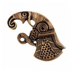 [08 Wi-4 Rabe.au.li.me.br] Zierniete Vendel-Rabe / XL – Replik aus Gotland mit Hugin-und-Munin-Motiv (links, bronze)