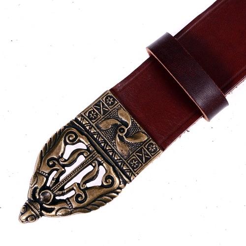 [10 Glau Lederfarbe: braun,Größe: S] Keltischer Gürtel vom Glauberg - 4 cm (S, braun)