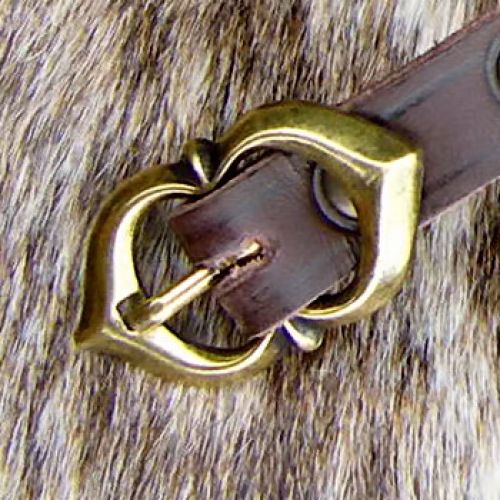 [10 MA 15:B.le.br.me.si] Spätmittelalter Ledergürtel 1,5 cm 1250 - 1400 n.Chr. - Accessoire für Mittelalter Reenactment, Larp & Fantasy Gewandung (braun, silber)