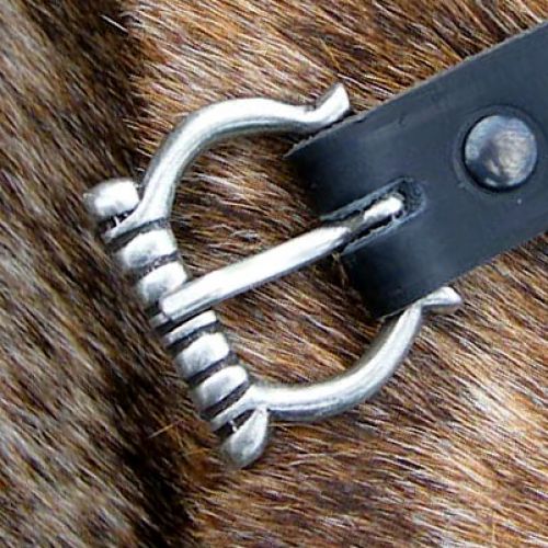 [10 MA 2:B.le.br.gr.s.me.si] Spätmittelalterlicher Ledergürtel 2,0 cm - Accessoire für Mittelalter Reenactment, Larp & Fantasy Gewandung (S, braun, silber)