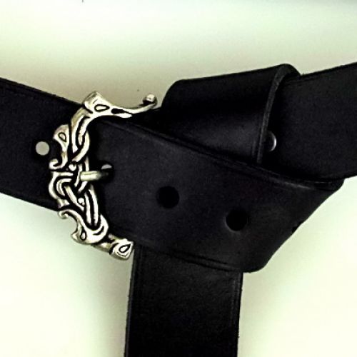 [10 wik 4:B.le.br.gr.s.me.si] Wikinger Gürtel Ringerike Stil 4 cm breit - Schwarz oder Braun - Ledergürtel Replik (S, braun, silber)