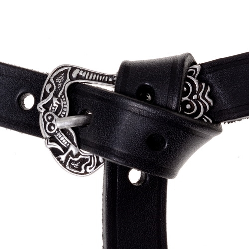 [10 wik 2:C.kl.br.si] Wikinger Leder Gürtel Birka 2,0 cm (S, braun, silber)