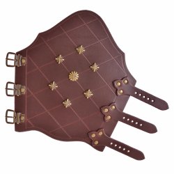 [3 Bracer Mitt.kl.br.me] Armschützer mit Ziernieten "Mittelalter" (braun / messing, klein)