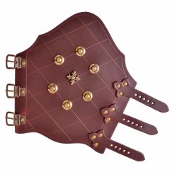 [03 Bracer Ren.fa.br.gr.kl] Armschützer mit Ziernieten "Renaissance" (braun / messing, klein)