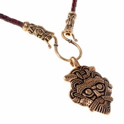 [07 CO Got / Mask.br] Collier "Gotland" mit Maskenamulett (65 cm braun)
