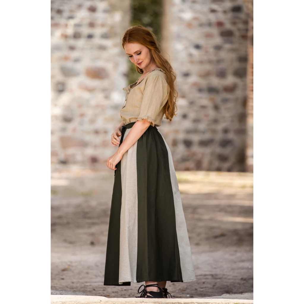 [4000gn.gr.s/] Mittelalterrock "Dana" Grün-Natur (S/M)