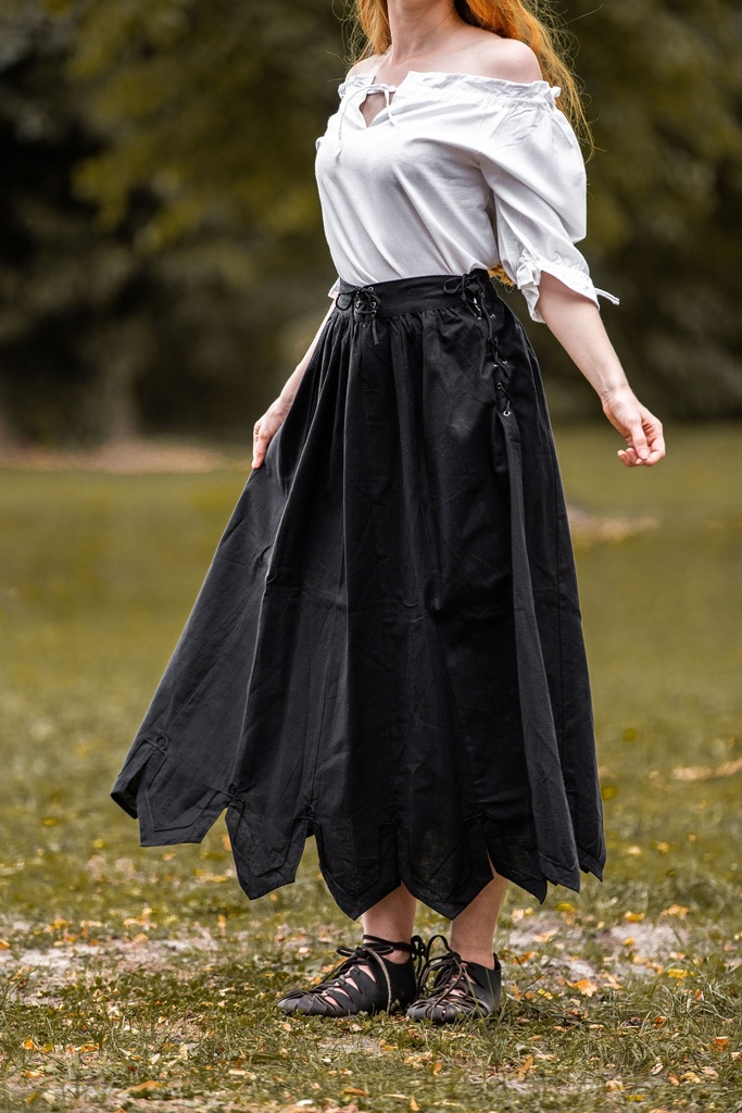 [4002s.gr.s/] Mittelalterrock mit Stickerei "Svenja" Schwarz (S/M)