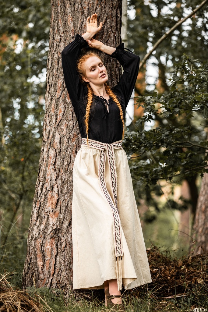 [4003n.gr.s/] Mittelalterrock aus schwerer Baumwolle "Smilla" Natur (S/M)