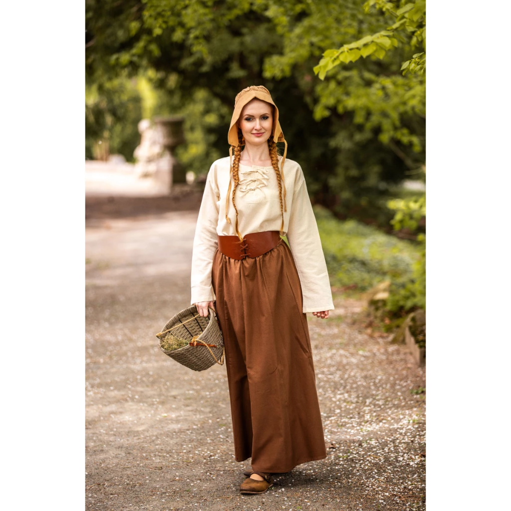 [4003tb.gr.s/] Mittelalterrock aus schwerer Baumwolle "Smilla" Tabakbraun (S/M)