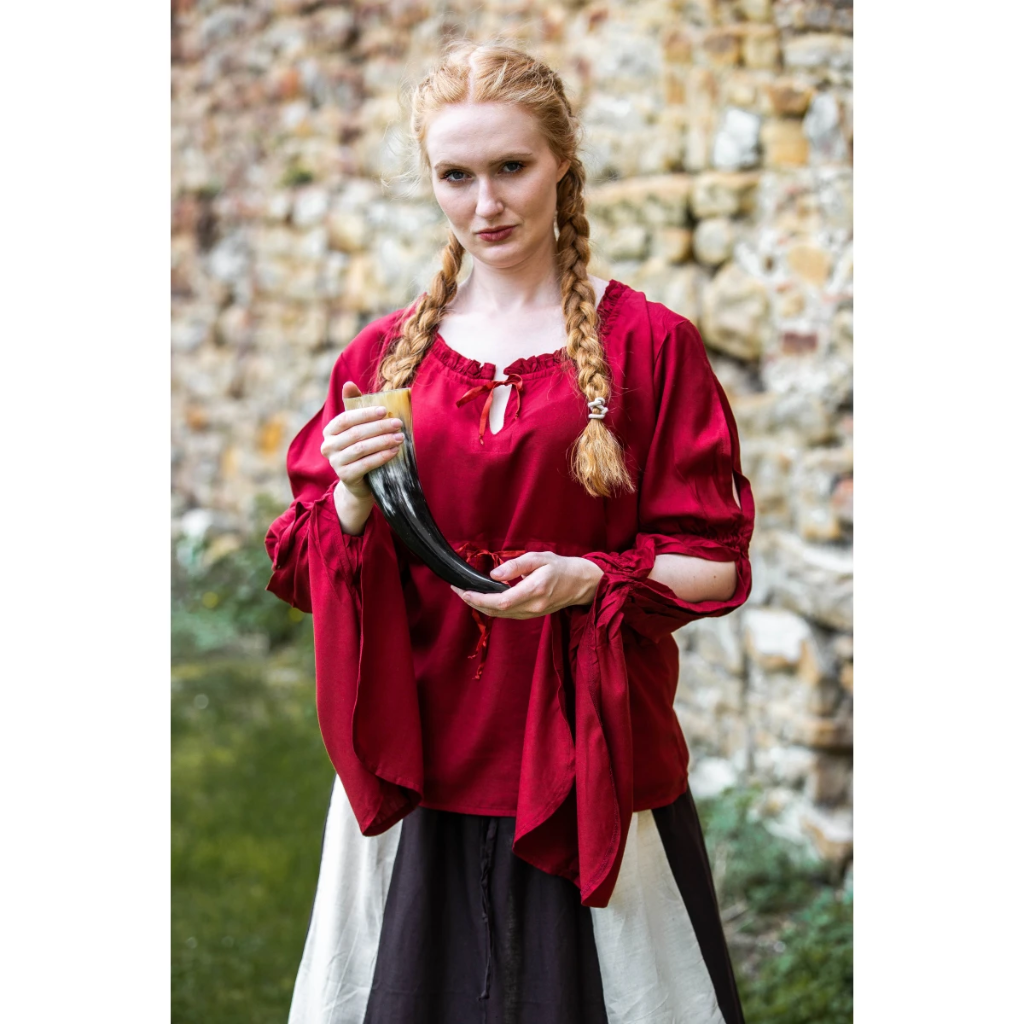 [2006r.gr.xs] Bluse 'Victoria' mit Raffärmeln rot 100% Viskose (XS)