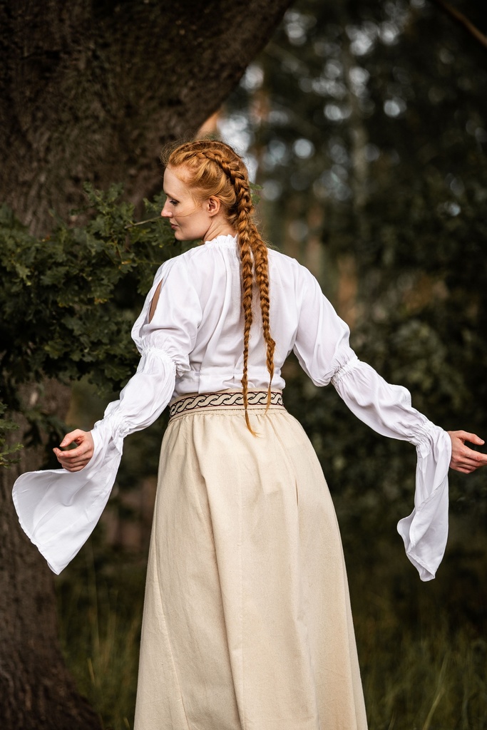 [2006w.gr.xs] Bluse 'Victoria' mit Raffärmeln Weiß 100% Viskose (XS)