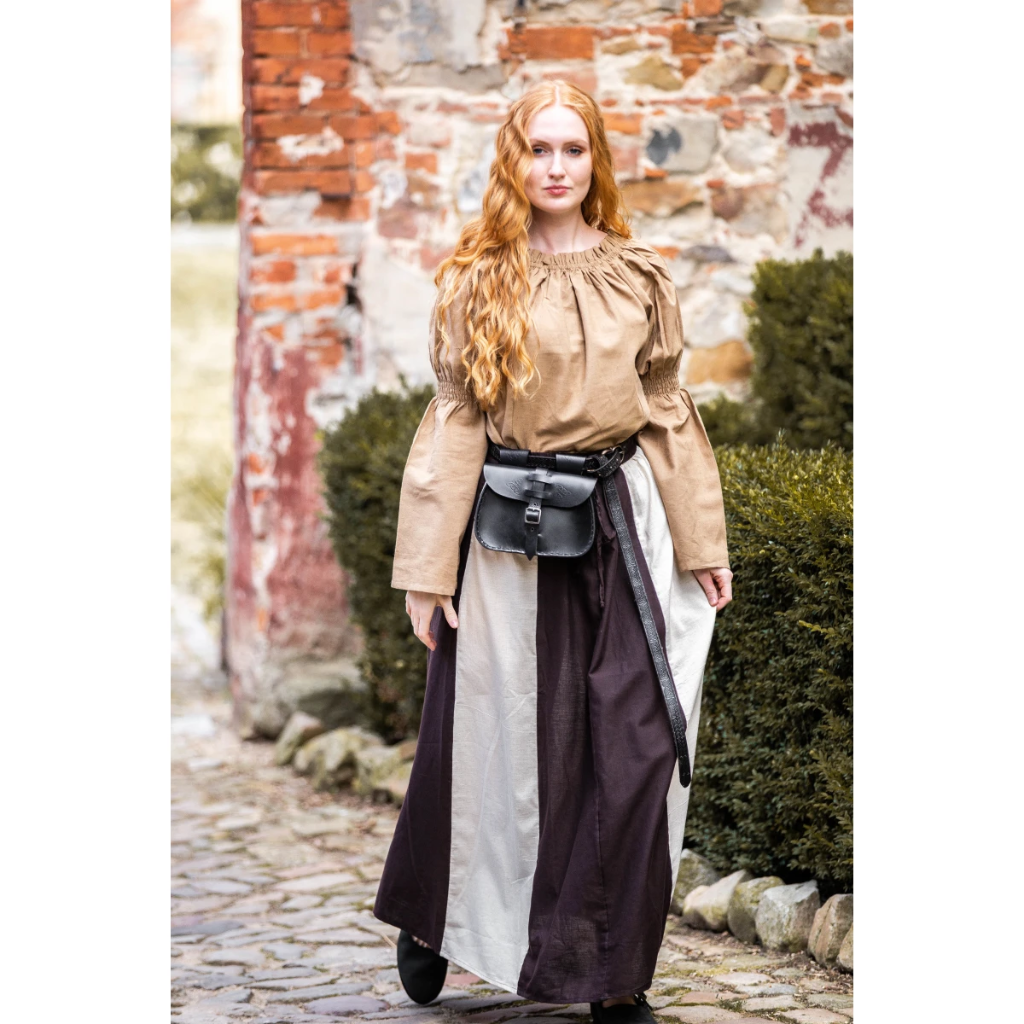 [2076BWb.gr.s/] Bluse "Coletta" Braun - die Klassische Mittelalterbluse (S/M)