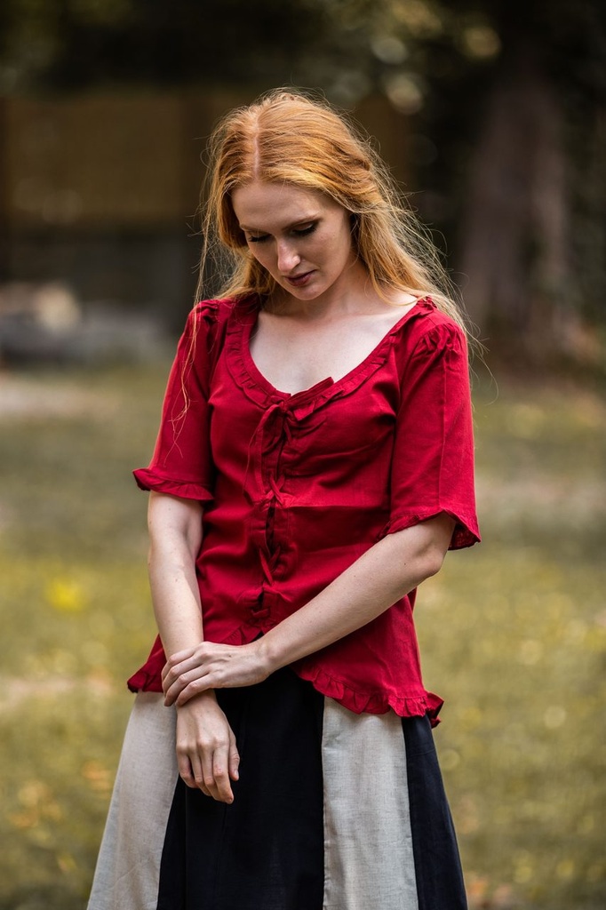 Kurzarm-Rüschenbluse "Bea" Rot