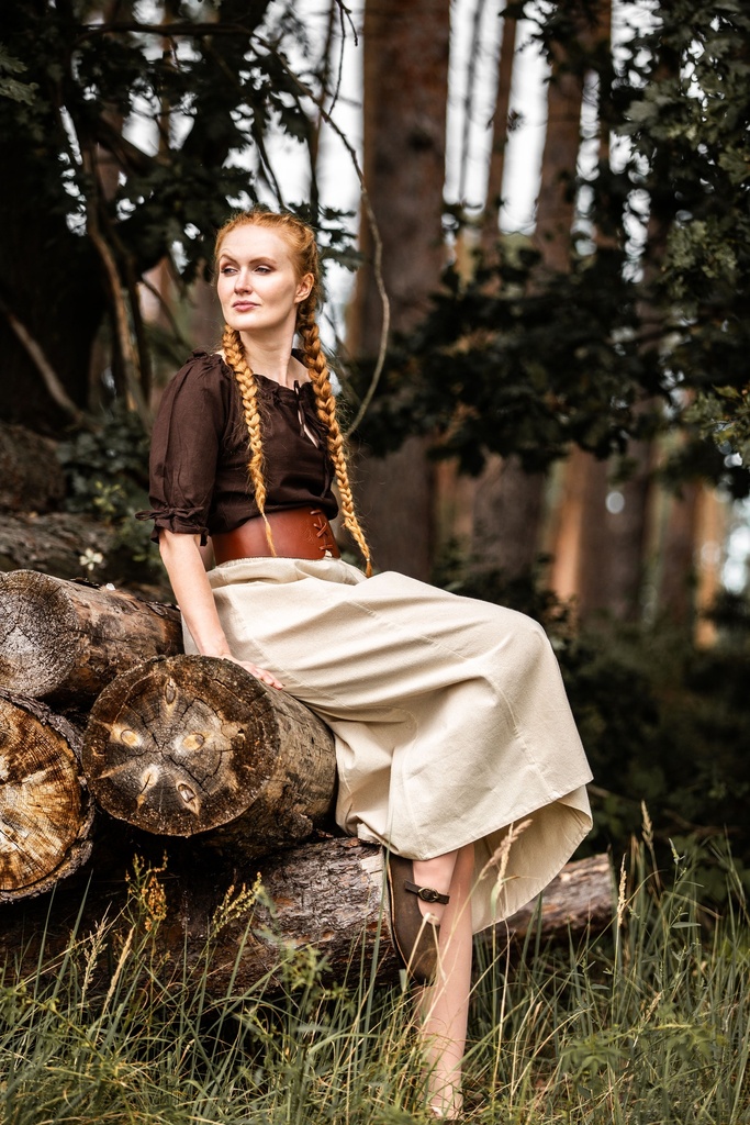 Kurzarm Schnürbluse aus Baumwolle - Mittelalter Gewand, Larp und Reenactment