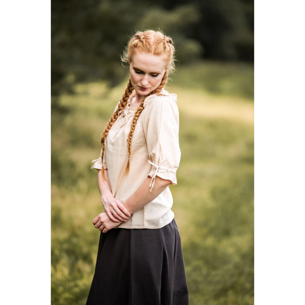 [2036h.gr.xs] Mittelalter Kurzarmbluse "Vera" Hanf (XS)