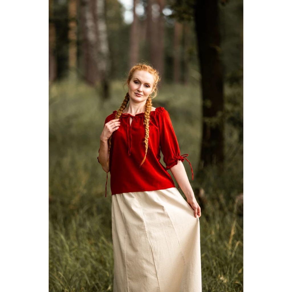 Mittelalter Kurzarmbluse "Vera" Rot