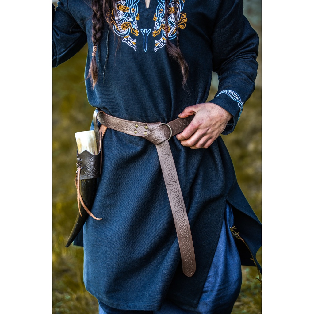 [5046d.gr.s ] Ringgürtel aus Leder mit durchgehender Prägung 150cm oder 190 cm braun oder schwarz (S 150cm)