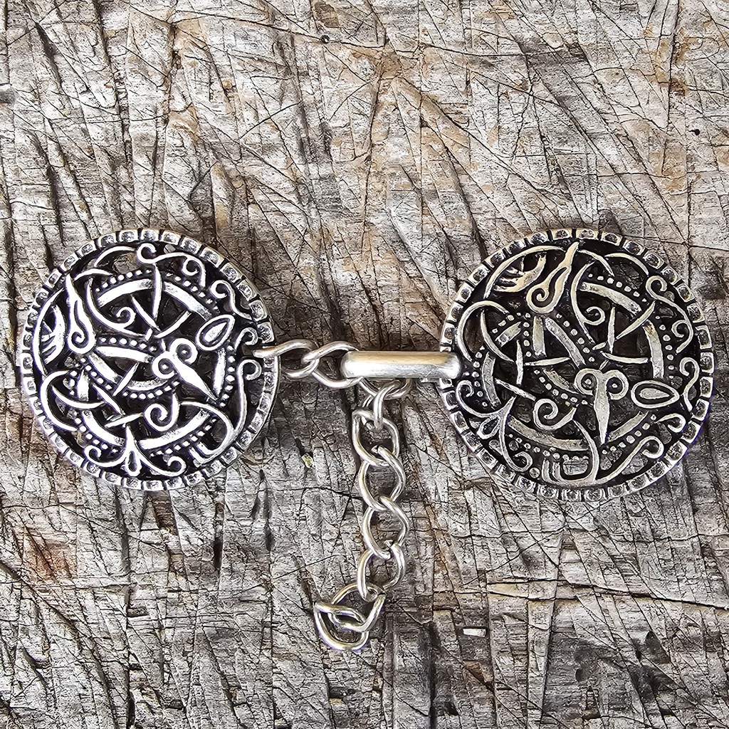 [V-030-1] Keltischer Schlangenkreis Mantelverschluss - Silber