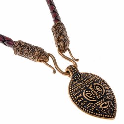 [07 CO Ters / Maske.br] Collier "Terslev" mit Masken-Amulett (65 cm braun)